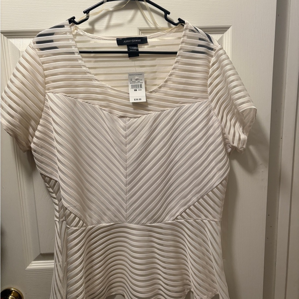 Ashley Stewart Cream Textured Top